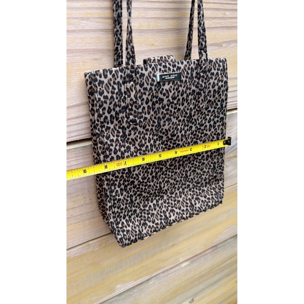 Nine West Leopard Print Tote Bag Small Shoulder Bag Brown Black Animal Print - Picture 5 of 9